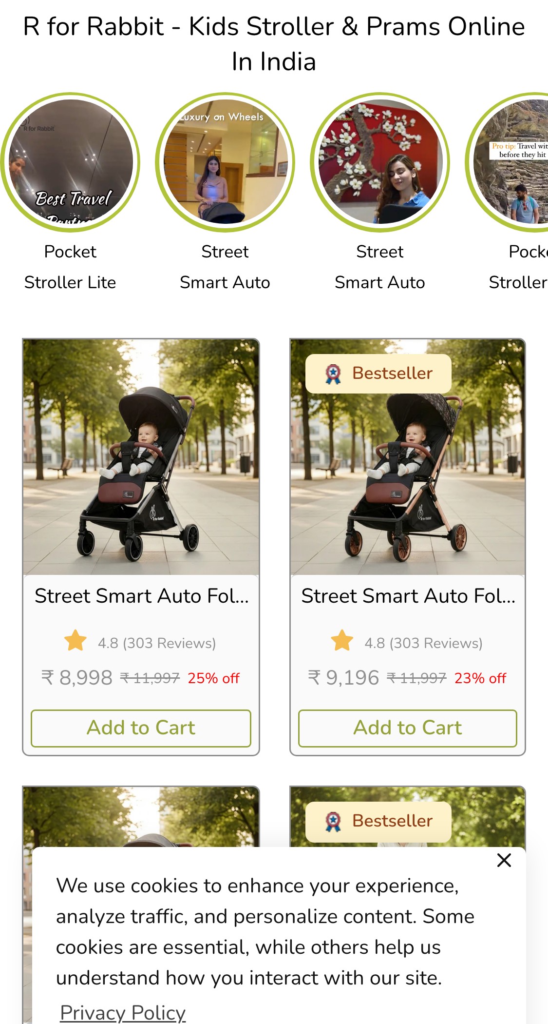 R for Rabbit — Strollers Collection (Bestseller badge)