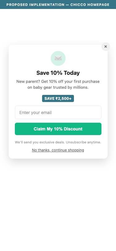 Proposed Implementation — Chicco Homepage
